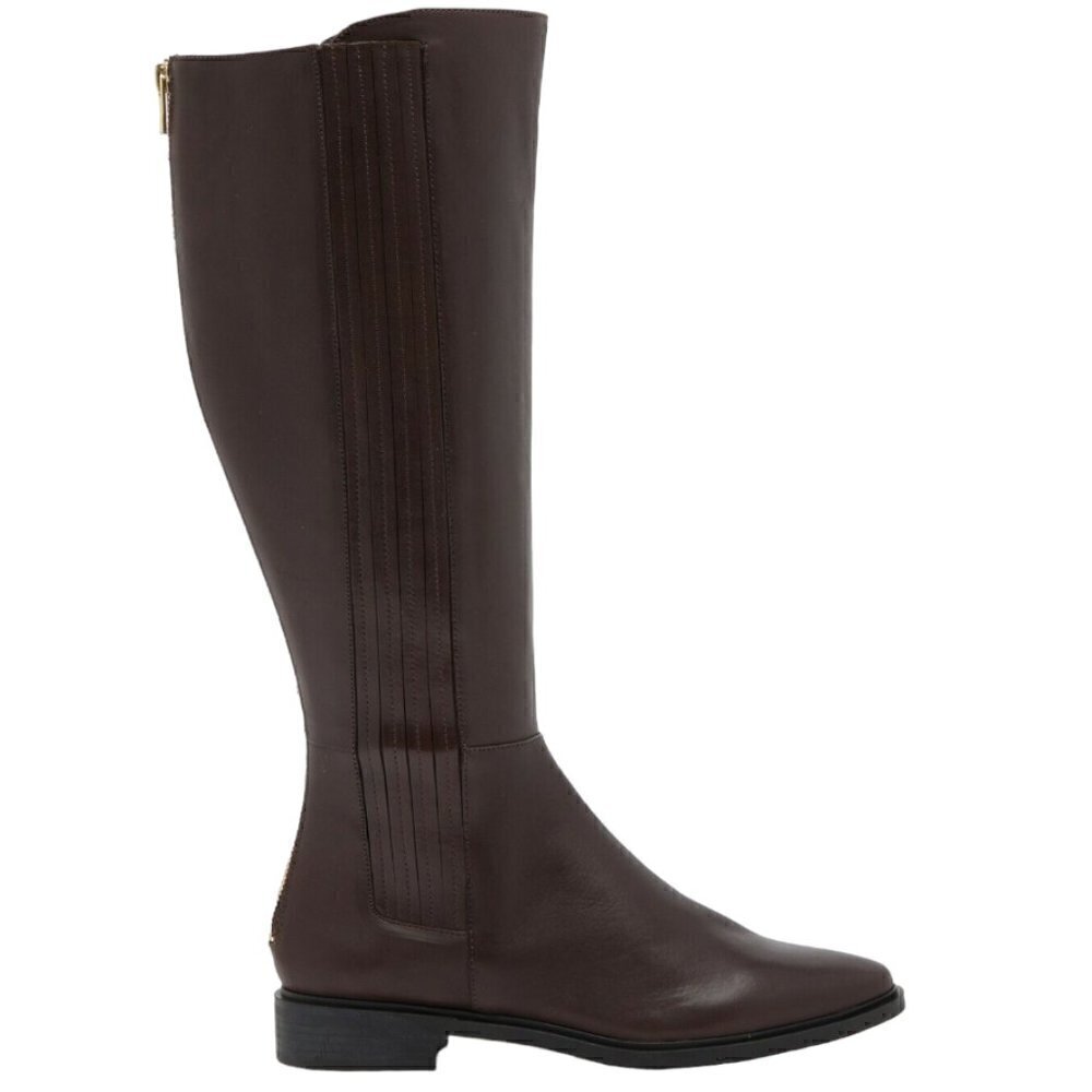 CALVIN KLEIN Finley Gored Leather Riding Boots Coffee Bean Brown 6.5 M